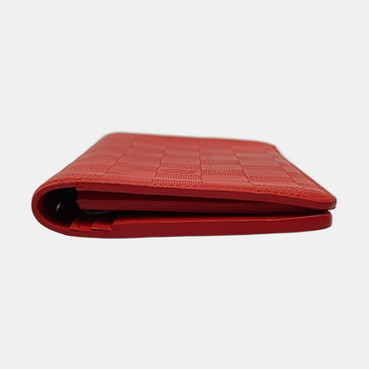 LOUIS VUITTON BRAZZA Orange Cowhide Checkered Logo Wallet Ruthenium color hardware-(SKU)-951249626