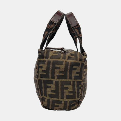 FENDI 棕色帆布双FHandheld包 Silver Hardware-(SKU)-950947181