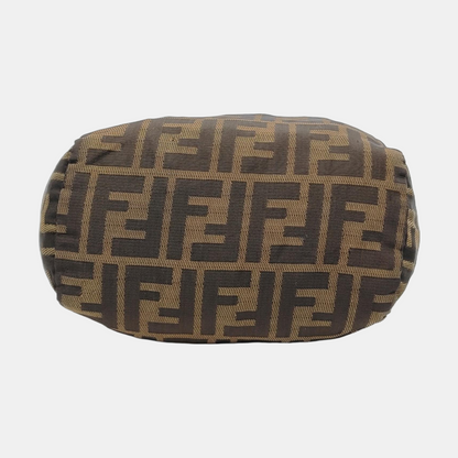 FENDI 棕色帆布双FHandheld包 Silver Hardware-(SKU)-950947181