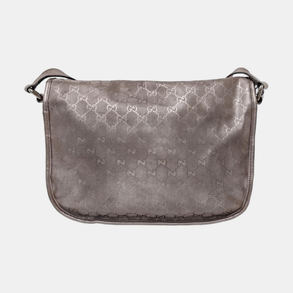 GUCCI GG Imprime Rose Gold Coated Canvas Vintage Single Shoulder Bag Crossbody Bag Silver Hardware-(SKU)-951246609