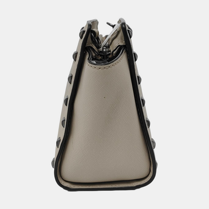 MICHAEL KORS Selma Grey Leather Studs Crossbody Bag Single Shoulder Bag Handbag Silver Hardware Removable shoulder strap-(SKU)-951542845