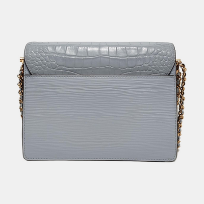 TORY BURCH Robinson Blue Calf Leather Crocodile Texture Single Shoulder Bag Handbag Golden hardware-(SKU)-951368581