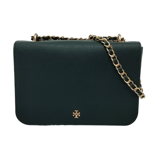 TORY BURCH Robinson Dark Green Cowhide Stamped Crossbody Single Shoulder Bag Golden hardware-(SKU)-951354539