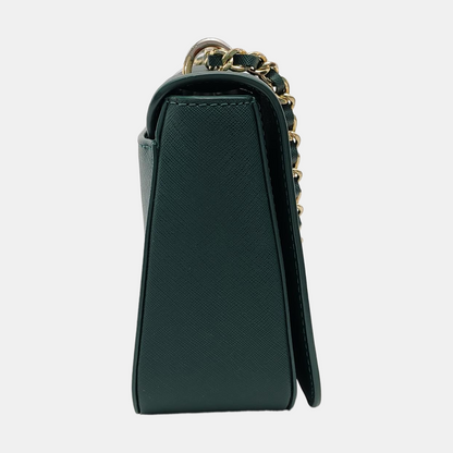 TORY BURCH Robinson Dark Green Cowhide Stamped Crossbody Single Shoulder Bag Golden hardware-(SKU)-951354539