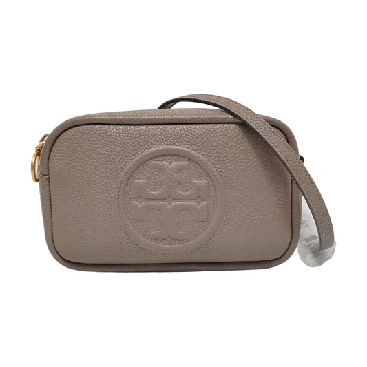 TORY BURCH Perry Grey Leather Embossed Crossbody Bag Single Shoulder Bag Golden hardware Removable shoulder strap-(SKU)-951355825