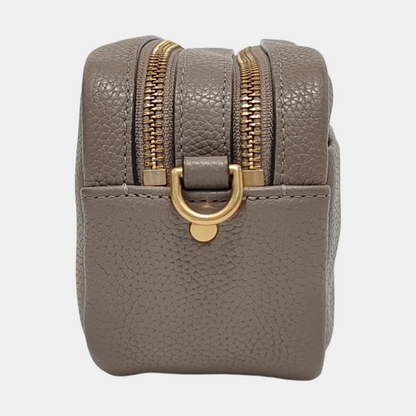 TORY BURCH Perry Grey Leather Embossed Crossbody Bag Single Shoulder Bag Golden hardware Removable shoulder strap-(SKU)-951355825