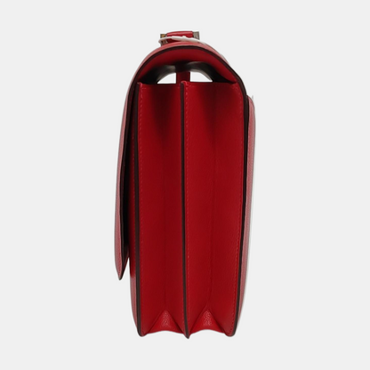 HERMÈS 2002 26 Red Evercolor Calfskin Crossbody Shoulder Bag with Silver Hardware, C-(SKU)-951512594
