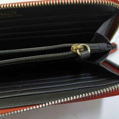 BALLY Orange-Pink Leather Embossed Wallet Golden hardware-(SKU)-951391066