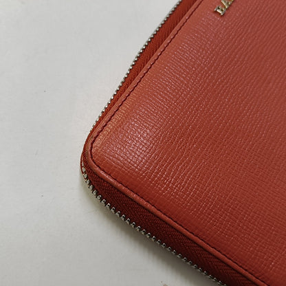 BALLY Orange-Pink Leather Embossed Wallet Golden hardware-(SKU)-951391066