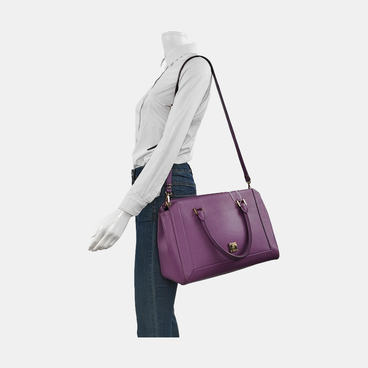 MCM NUOVO Purple Leather Crossbody Handbag Single Shoulder Bag Golden hardware Removable shoulder strap-(SKU)-951703920
