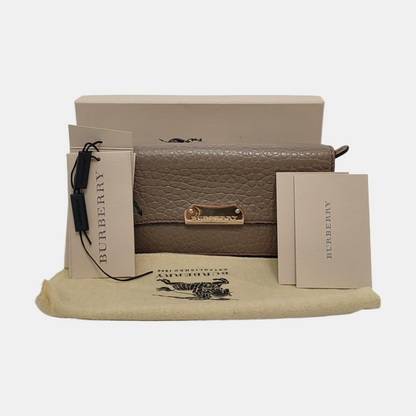 BURBERRY Langley Gray Cowhide Wallet Golden hardware-(SKU)-951267883