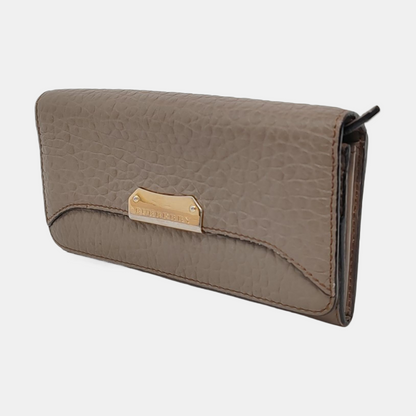 BURBERRY Langley Gray Cowhide Wallet Golden hardware-(SKU)-951267883