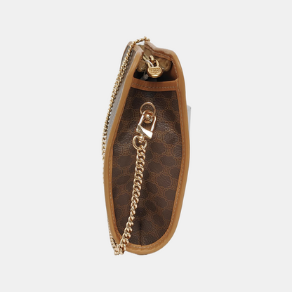 CELINE Brown Coated Canvas Triumph Clutch Golden hardware-(SKU)-951551879