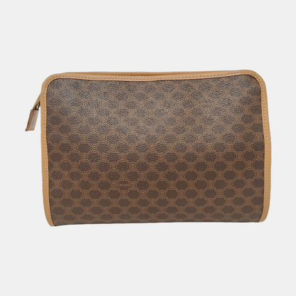 CELINE Brown Coated Canvas Triumph Clutch Golden hardware-(SKU)-951551879