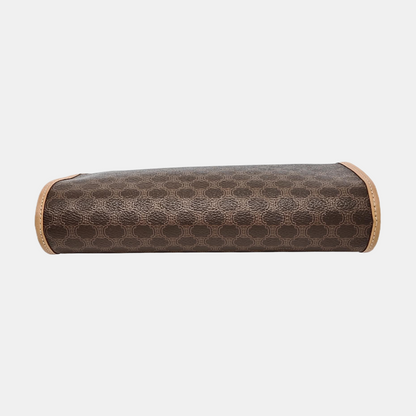 CELINE Brown Coated Canvas Triumph Clutch Golden hardware-(SKU)-951551879