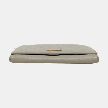 GUCCI White Calfskin Leather Monogrammed Wallet Golden hardware-(SKU)-951320985