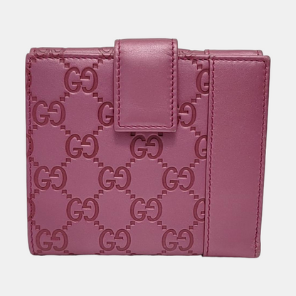 GUCCI Heart Bit Pink cowhide vintage embossed wallet Golden hardware-(SKU)-951257321