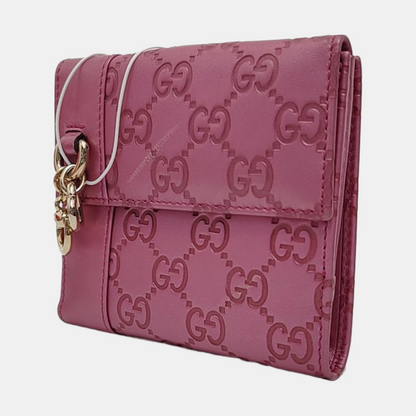 GUCCI Heart Bit Pink cowhide vintage embossed wallet Golden hardware-(SKU)-951257321