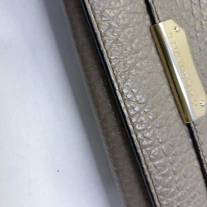 BURBERRY Langley Gray Cowhide Wallet Golden hardware-(SKU)-951267883