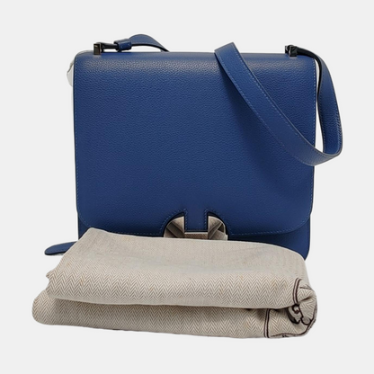 HERMÈS 2002 royal blue Evercolor leather crossbody bag shoulder bag silver hardware A-(SKU)-951512753