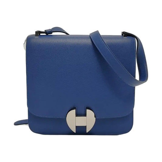 HERMÈS 2002 royal blue Evercolor leather crossbody bag shoulder bag silver hardware A-(SKU)-951512753