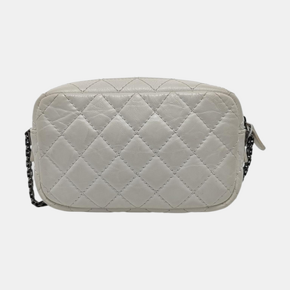 CHANEL 2.55 White Calfskin Quilted Crossbody Shoulder Bag Palladium Hardware 25 Flap-(SKU)-951553361