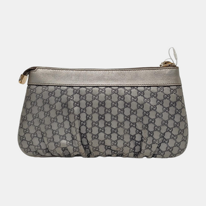 GUCCI Silver Cowhide Monogrammed Embossed Clutch Golden hardware-(SKU)-951850185