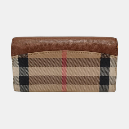 BURBERRY Brown Canvas Tartan Pattern Wallet Golden hardware-(SKU)-951700332