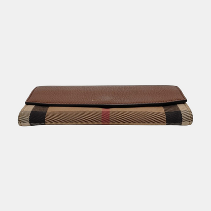 BURBERRY Brown Canvas Tartan Pattern Wallet Golden hardware-(SKU)-951700332