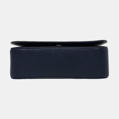 TORY BURCH Robinson Dark Blue Cowhide Embossed Single Shoulder Bag Crossbody Bag Golden hardware-(SKU)-951566144