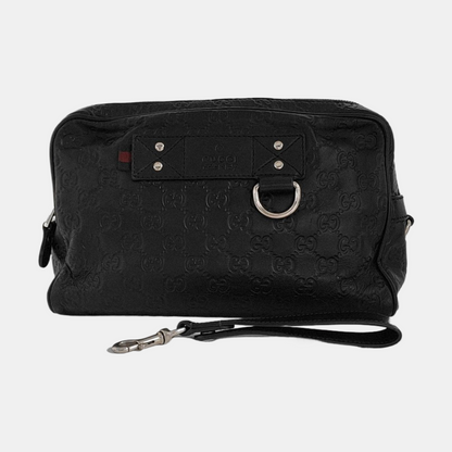 GUCCI Black cowhide monogram embossed handbag Silver Hardware-(SKU)-951637057