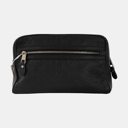 GUCCI Black cowhide monogram embossed handbag Silver Hardware-(SKU)-951637057
