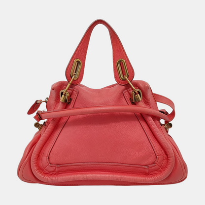 Chloé Paraty Medium size Orange-pink cowhide shoulder bag/crossbody bag/handbag Golden hardware Removable shoulder strap-(SKU)-951656466