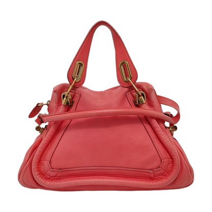 Chloé Paraty Medium size Orange-pink cowhide shoulder bag/crossbody bag/handbag Golden hardware Removable shoulder strap-(SKU)-951656466