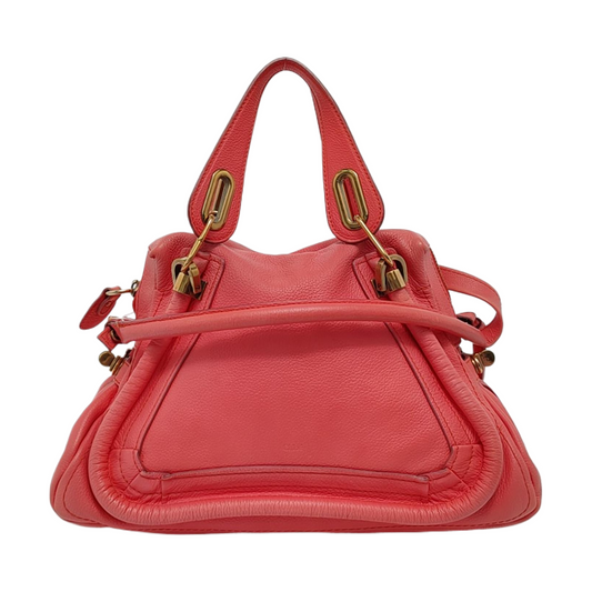 Chloé Paraty Medium size Orange-pink cowhide shoulder bag/crossbody bag/handbag Golden hardware Removable shoulder strap-(SKU)-951656466