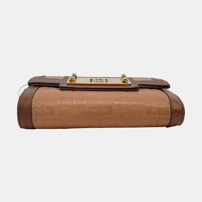 GIVENCHY Brown Leather Embossed Wallet Golden hardware-(SKU)-949930539