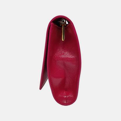 YSL BELLE JOUR Fuchsia Leather Clutch Golden hardware-(SKU)-952012951