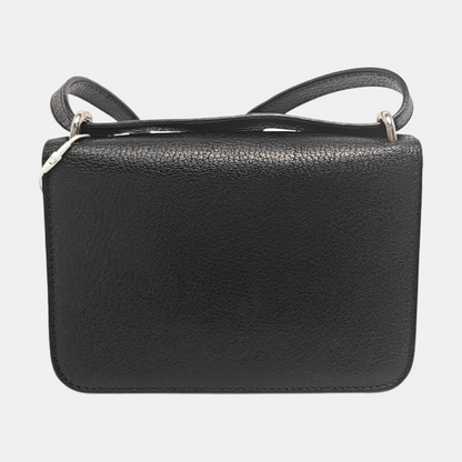BURBERRY D-Ring mini Black leather crossbody single shoulder bag handbag Silver Hardware Removable shoulder strap-(SKU)-951874006
