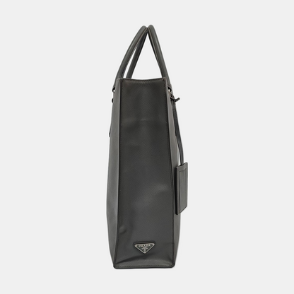 PRADA Tote bag Gray Cowhide Crosshatch Pattern Handbag, Single Shoulder Bag, Crossbody Ruthenium color hardware-(SKU)-951947159