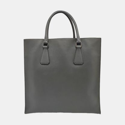 PRADA Tote bag Gray Cowhide Crosshatch Pattern Handbag, Single Shoulder Bag, Crossbody Ruthenium color hardware-(SKU)-951947159