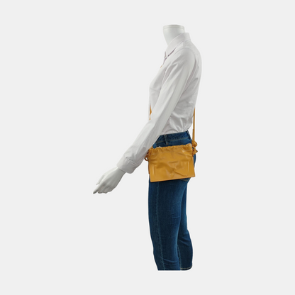 Yuzefi Bom Ginger yellow cowhide single shoulder bag crossbody handbag Golden hardware Removable shoulder strap-(SKU)-952016296