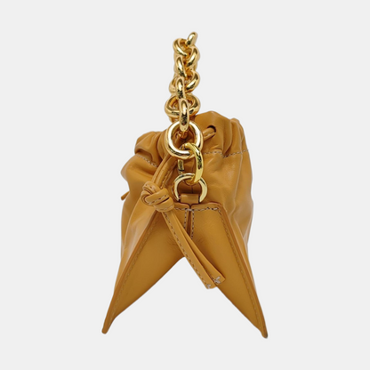 Yuzefi Bom Ginger yellow cowhide single shoulder bag crossbody handbag Golden hardware Removable shoulder strap-(SKU)-952016296