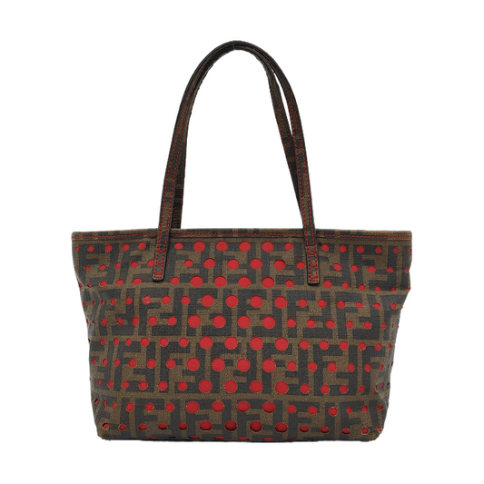 FENDI Tote bag 棕色织物双FHandheld包 Golden hardware-(SKU)-951940750