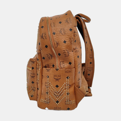 MCM STARK  Yellow Coated Canvas Studs Printed Backpack-(SKU)-952171240
