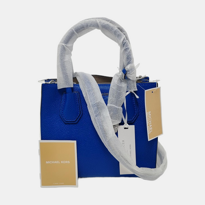 MICHAEL KORS Mercer Medium size Blue Cowhide Crossbody Tote Bag Single Shoulder Silver Hardware Removable shoulder strap-(SKU)-952037611