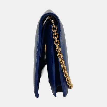 FERRAGAMO Ginny Blue Cowhide Crossbody Bag Golden hardware Removable shoulder strap-(SKU)-952268528