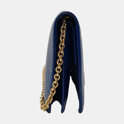 FERRAGAMO Ginny Blue Cowhide Crossbody Bag Golden hardware Removable shoulder strap-(SKU)-952268528