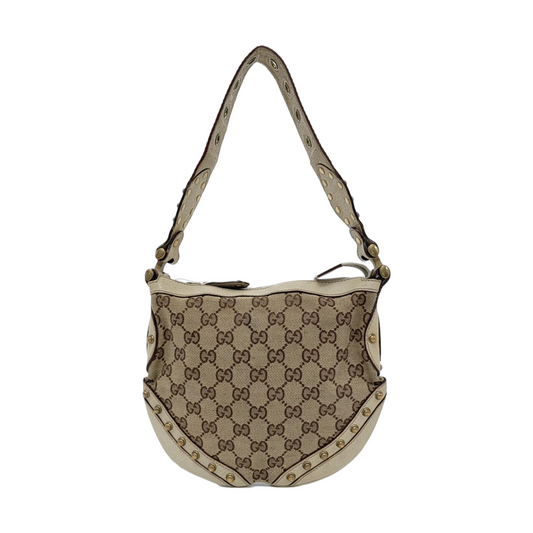 GUCCI Pelham Khaki Fabric Monogram Rivets Shoulder Bag Tote Bag Golden hardware-(SKU)-952072335
