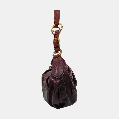 PRADA Medium size Brown Patent Leather Shoulder Bag Golden hardware-(SKU)-944510090