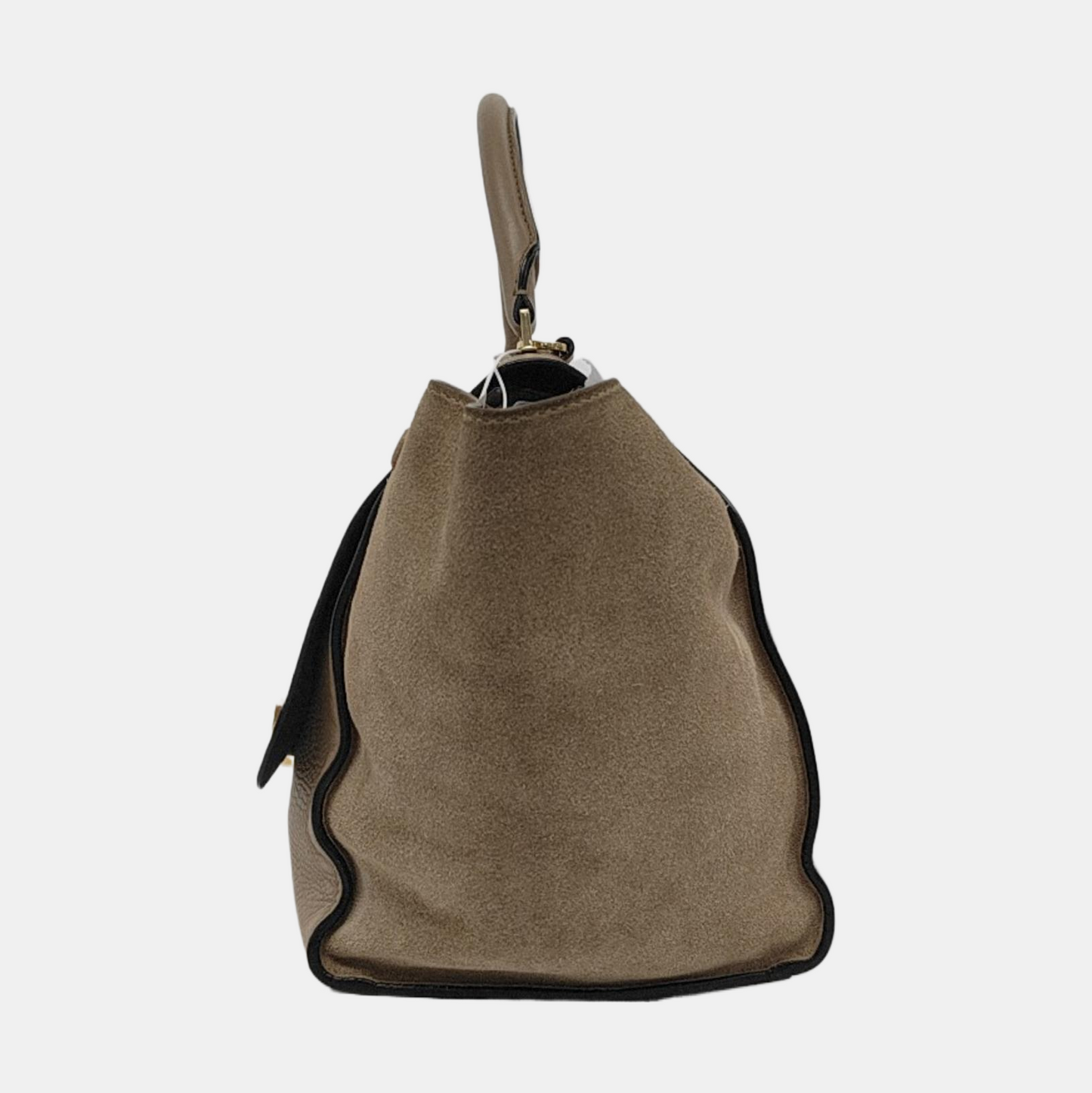 CELINE TRAPEZE Medium size Khaki Cowhide Hammock Bag, Shoulder Bag, Handbag Golden hardware Removable shoulder strap-(SKU)-952129891
